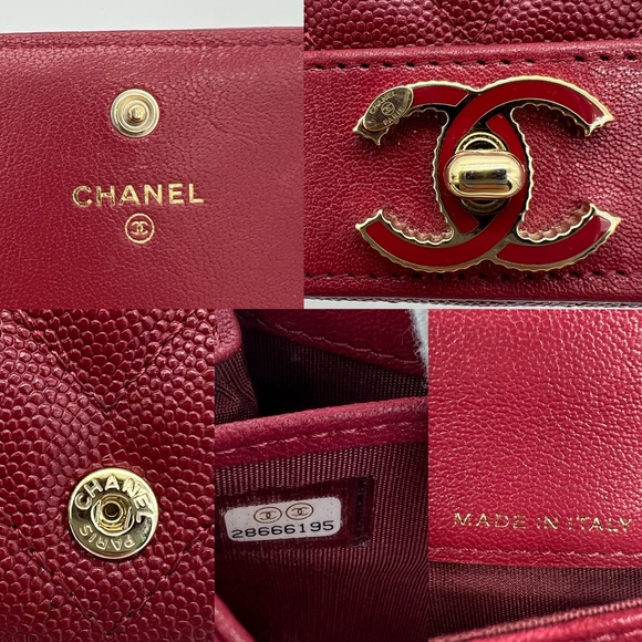Authentic Chanel red chevron caviar flap long wallet - Picture 13 of 16